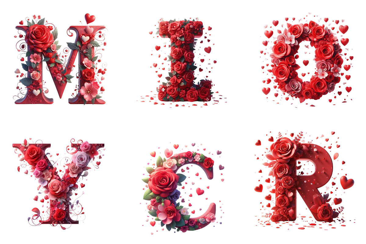 Valentine's Letters Clipart Bundle, an Illustration by SinaCreation (Photo 5 of 7)