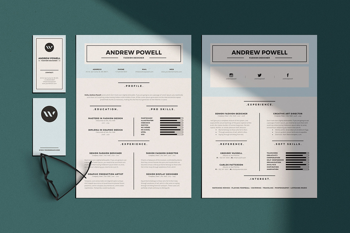 Clean Resume with Business Card, a Resume Template by AyshaCanvas (Photo 1 of 7)