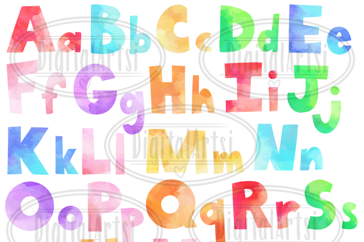 Watercolor Alphabet Clipart, an Education Illustration by DigitalArtsi (Photo 3 of 3)