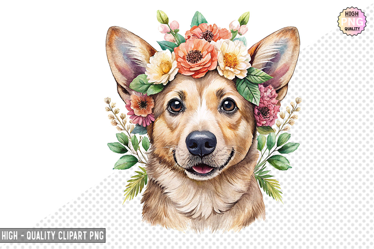 Dog Wearing Flower Crown Bundle, a Graphic by crative8112 (Photo 2 of 8)