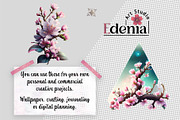 Cherry Blossom Sakura Flowers, a Seasonal Illustration by EdeniaArtStudio (Thumbnail 2 of 8)