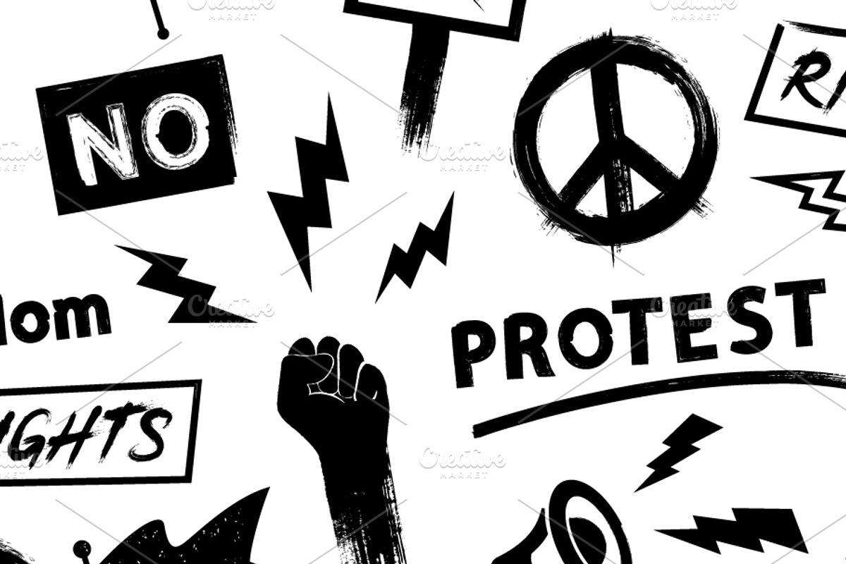 Hand Drawn Protest And Demonstration, a Background Graphic by Black White Mouse Design (Photo 2 of 4)