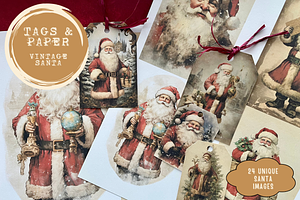 Vintage Santa Tags And Paper