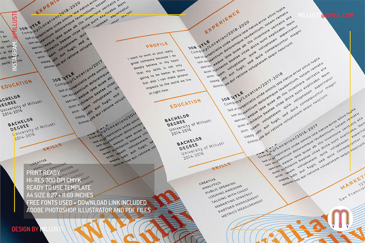 Elegant Line Art Resume Cover Letter, a Marketing Template by Millusti (Photo 3 of 3)