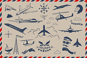 Retro Aircraft Vector Contour Set, an Illustration by Adiemus (Thumbnail 3 of 4)