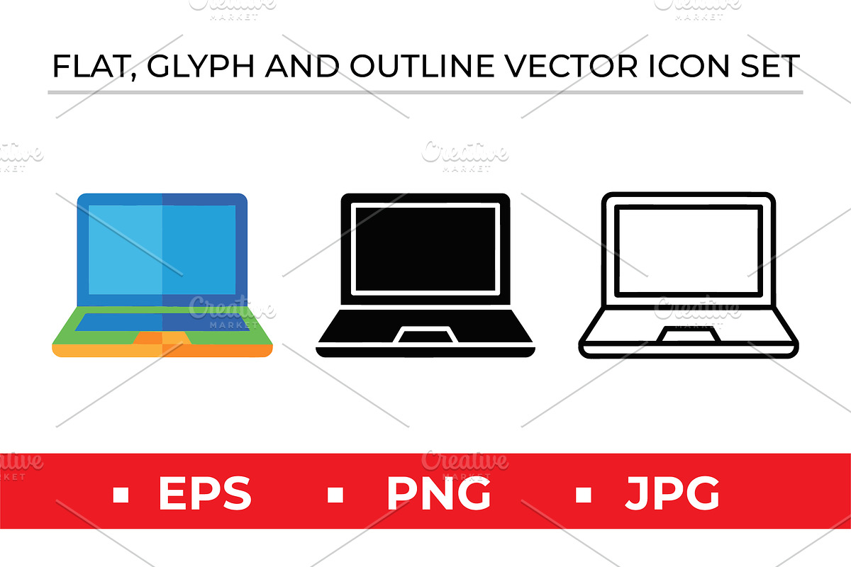 Laptop Computer Icons Flat Glyph, an Outline Icon by Artonix (Photo 1 of 2)