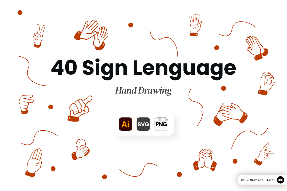 40 Sign Language Hand Drawing, an Object Graphic by SLAB! Design (Photo 1 of 3)