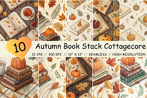 Autumn Book Cottagecore Patterns, a Pattern Graphic by FloridPrintables