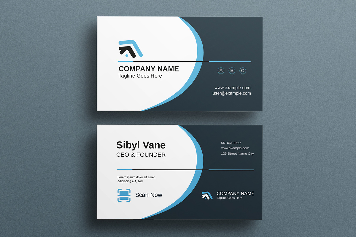 Modern Corporate Curve Business Card, a Business Card Template by MightyDesign (Photo 1 of 6)