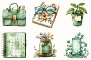 Watercolor Green Planner Clipart, an Illustration by OK Design (Thumbnail 3 of 5)