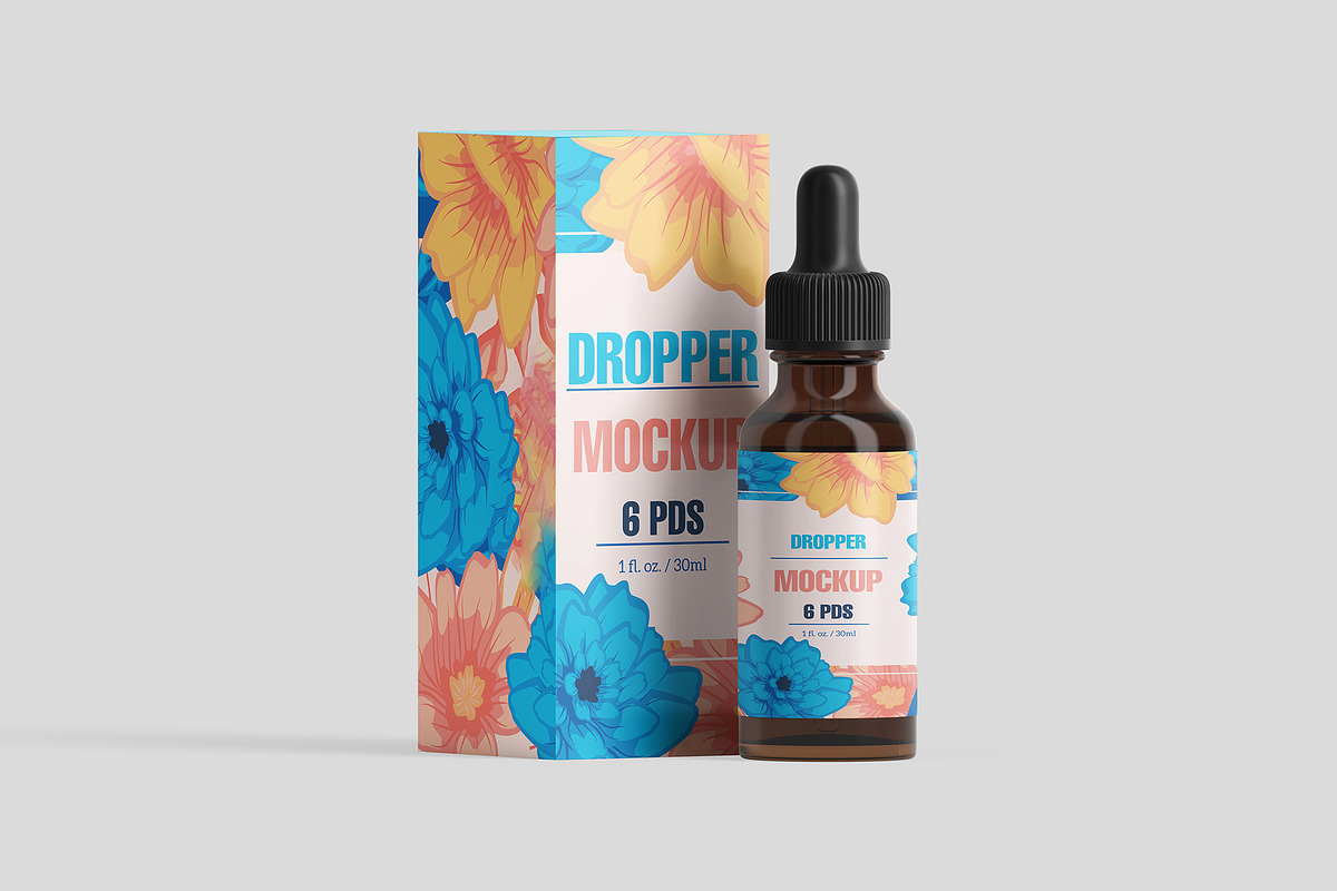Dropper Bottle and Box Mockup 6 PSD, an Advertising Mockup by GraphicVil (Photo 6 of 9)