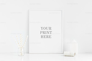 30x40 print mockup white frame 3:4