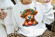 Cute Christmas Highland Cow PNG, an Illustration by Sublimation Artist (Thumbnail 6 of 9)