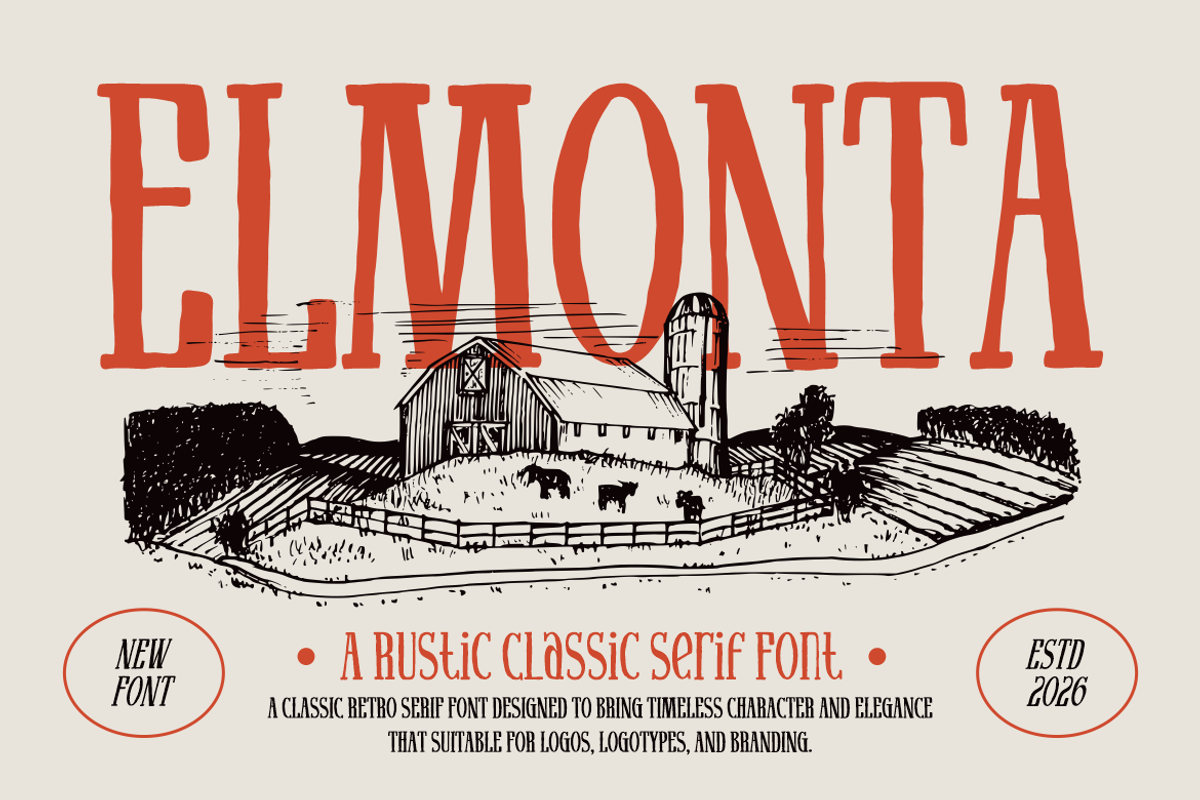 Elmonta Rustic Classic Serif Font, a Serif Font by PutraCetol Studio (Photo 1 of 5)