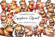 Watercolor Capybara Clipart PNG, an Illustration by designcity5 (Thumbnail 1 of 5)