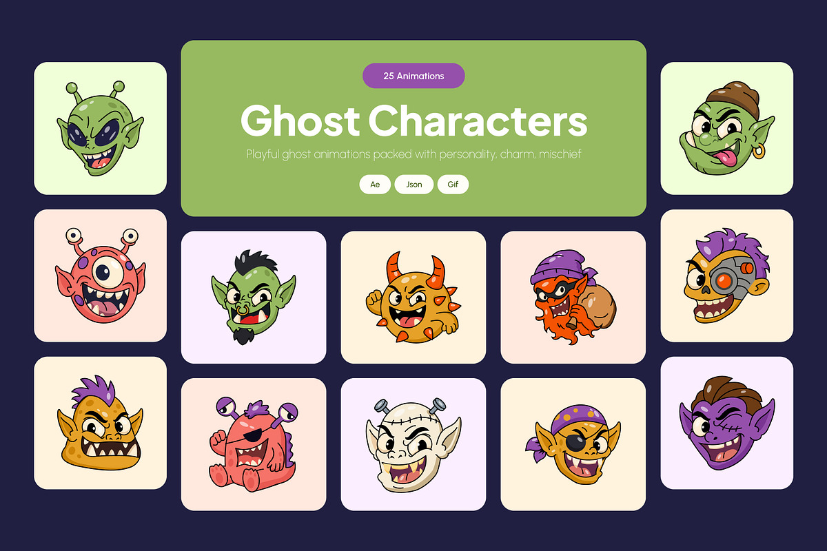 25 Animated Ghost Illustration, a Seasonal Illustration by Brickclay (Photo 1 of 4)