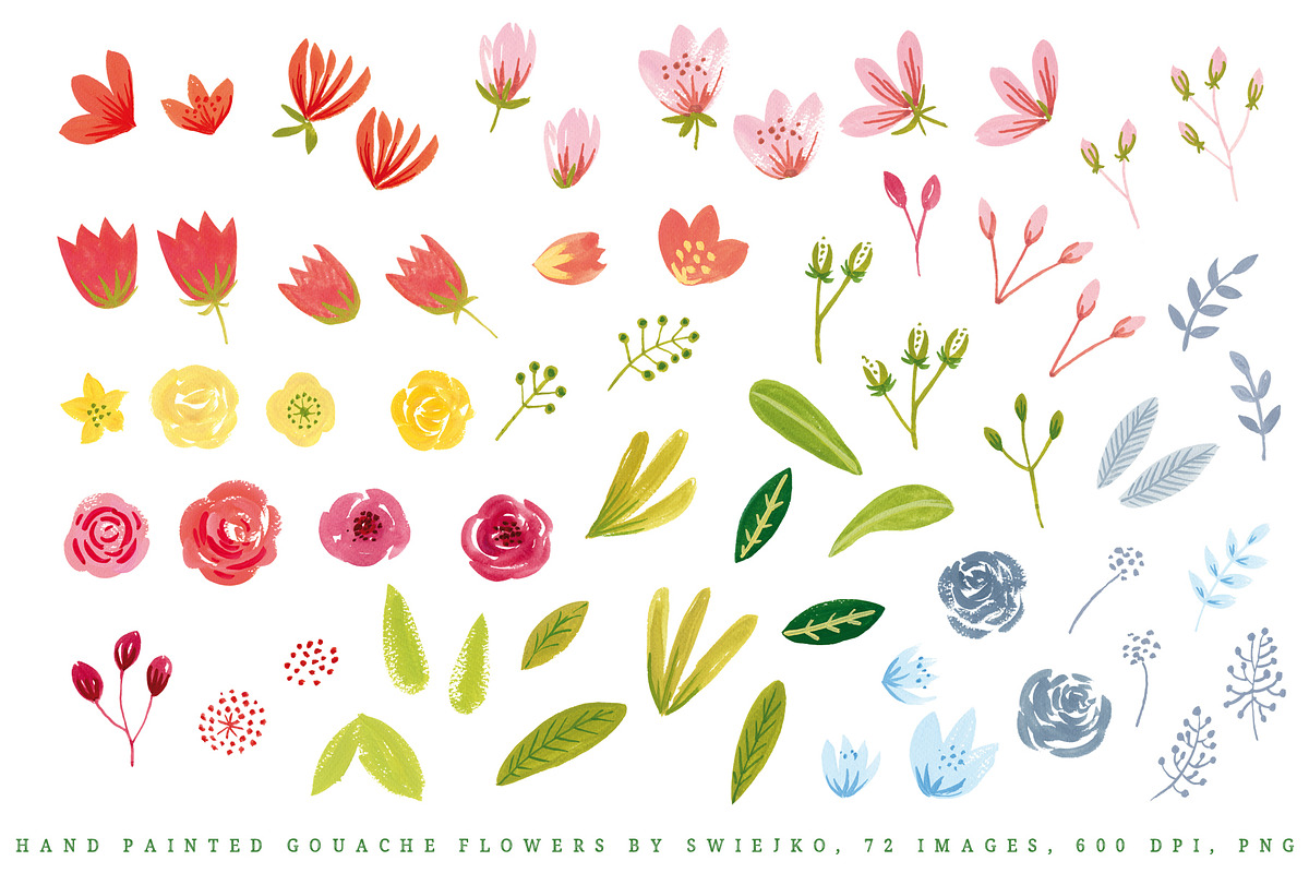 Simple Gouache Flowers, bouquets, a Texture Illustration by swiejko (Photo 3 of 3)