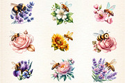 Bee Flowers Sublimation Clipart, an Illustration by DreamArtGraphic (Thumbnail 2 of 4)