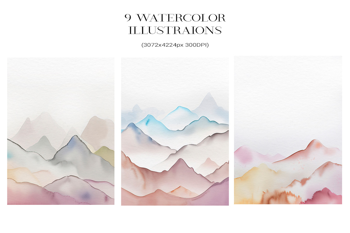 Mountains Watercolor Illustrations, an Illustration by AlineArtStore (Photo 4 of 14)