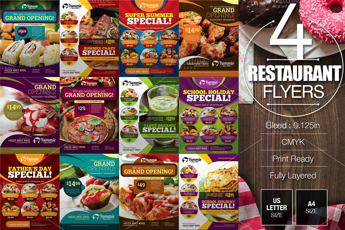 Restaurant Flyer Bundle, a Flyer Template by KitCreativeStudio2 (Photo 1 of 5)