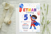 Superhero Birthday Invitation, an Invitation Template by heynomi (Thumbnail 1 of 19)