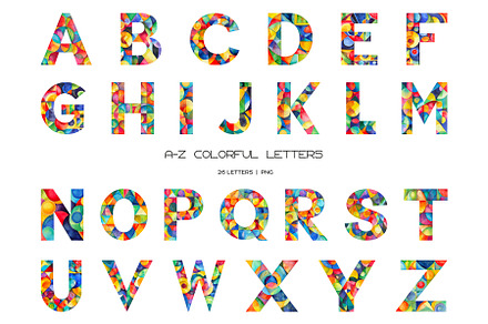 Watercolor colorful letters clipart