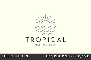 tropical line art minimalist logo