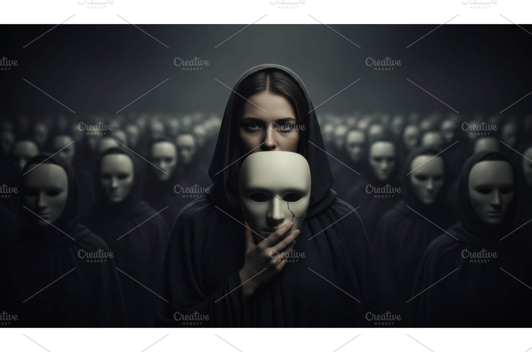 Hooded woman holding a cracked white, a Person Photo by Igor Tichonow