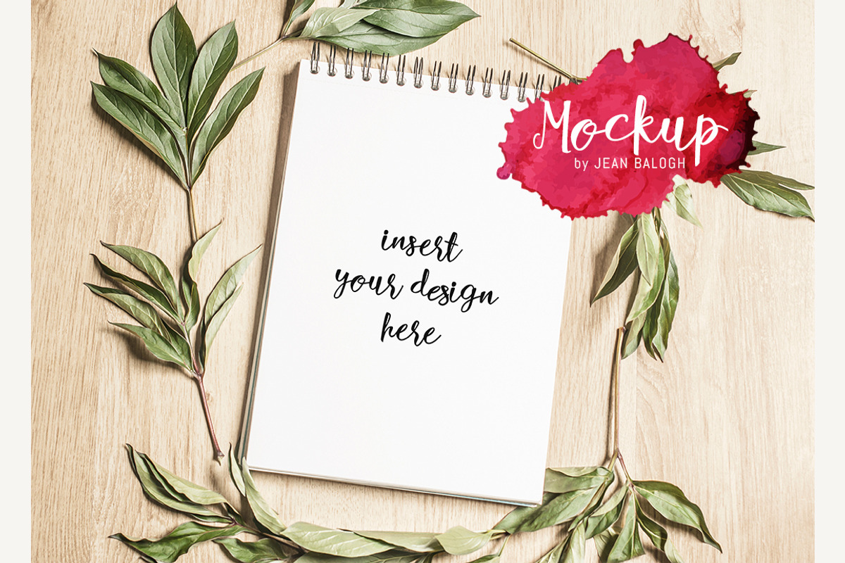 Sketchbook Mockup With Leaves, a Presentation Template by Jean Balogh
