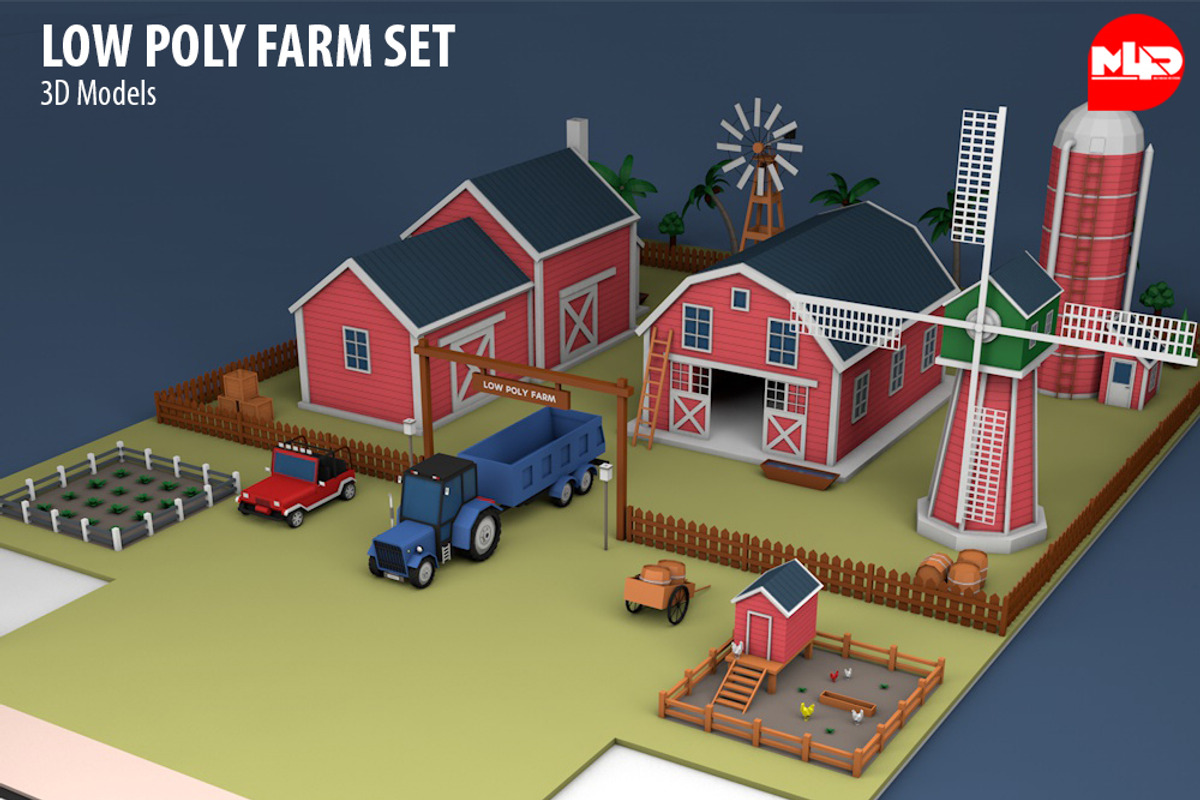 Low Poly Farm Set, an Architecture 3D Model by multimedia4ds (Photo 4 of 10)