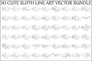 Cute Sloth Line Art Bundle, an Illustration by musafir_fashion