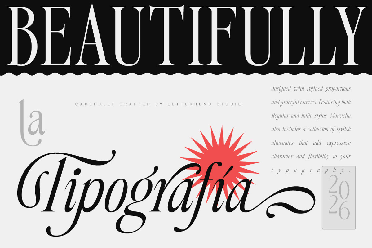 Morvella Stylish Serif, a Serif Font by Letterhend Studio (Photo 2 of 12)