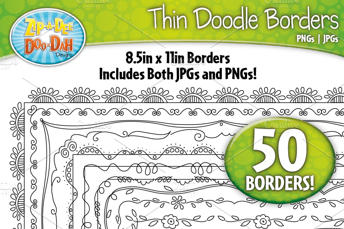 Thin Doodle Frame Borders Set 1