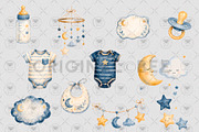 Moon & Stars Baby Clipart, a Decorative Illustration by BigCakeBee (Thumbnail 3 of 4)