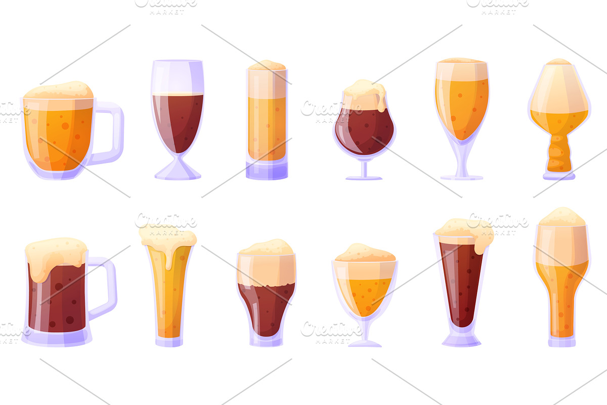Cartoon beer glass. Different, an Illustration by LadadikArt