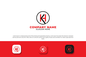 letter k h initial logo concept