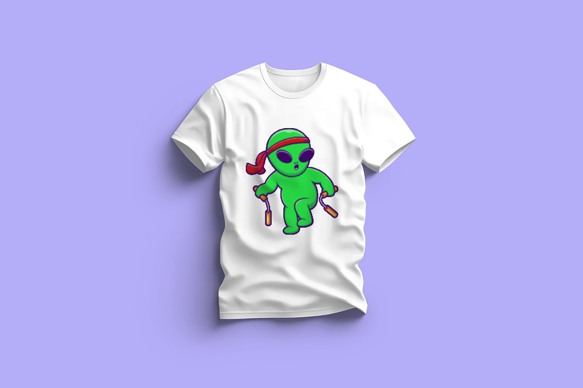Cute Kung Fu Alien With Nunchaku, an Object Illustration by Artstorystudio (Photo 3 of 3)