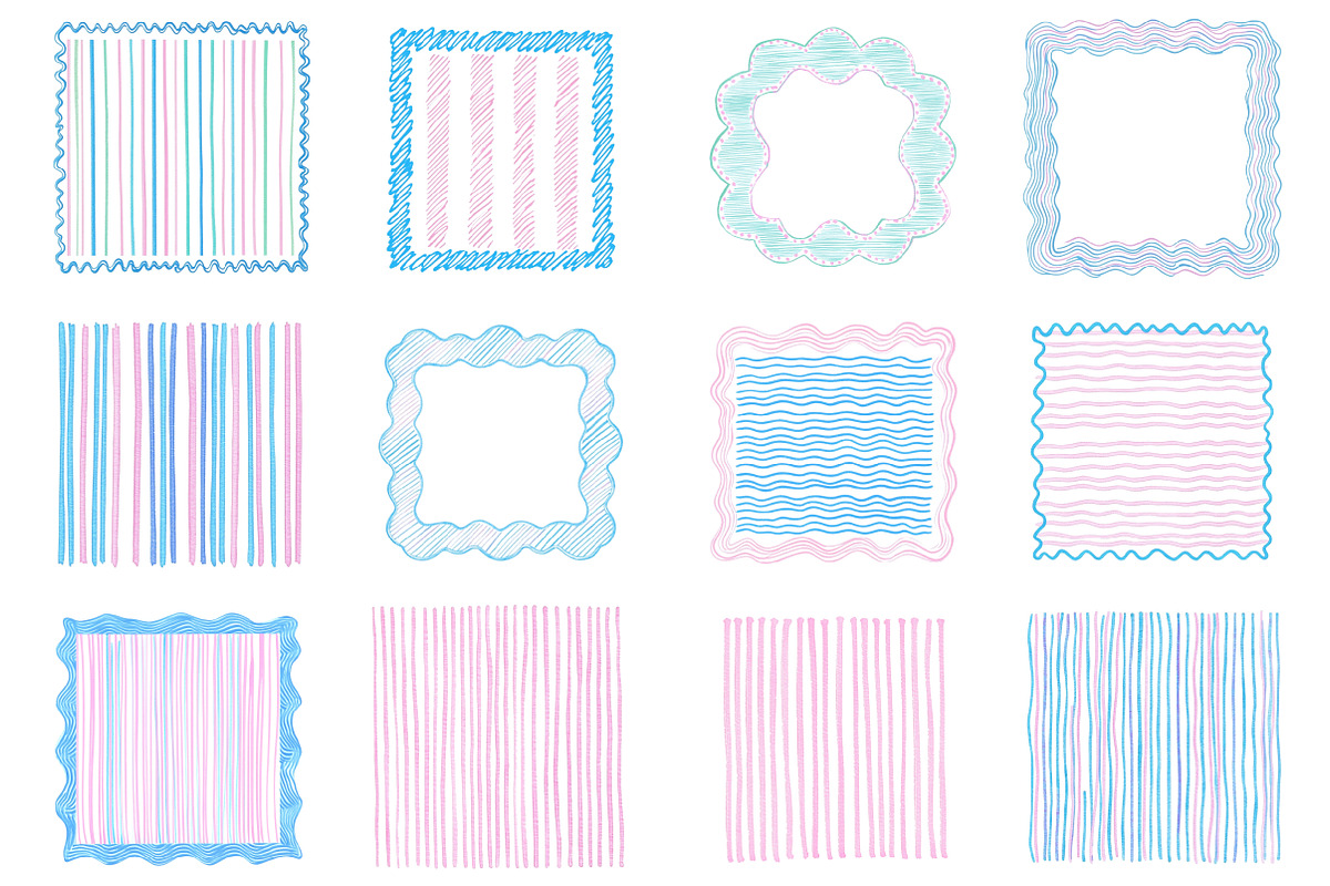 Summer Preppy Hand Drawn Frames, a Seasonal Illustration by CitraGraphics