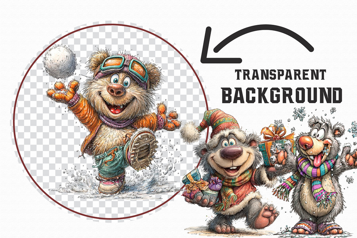 Funny Winter Bear Clipart, an Illustration by Libby Wishes (Photo 3 of 7)