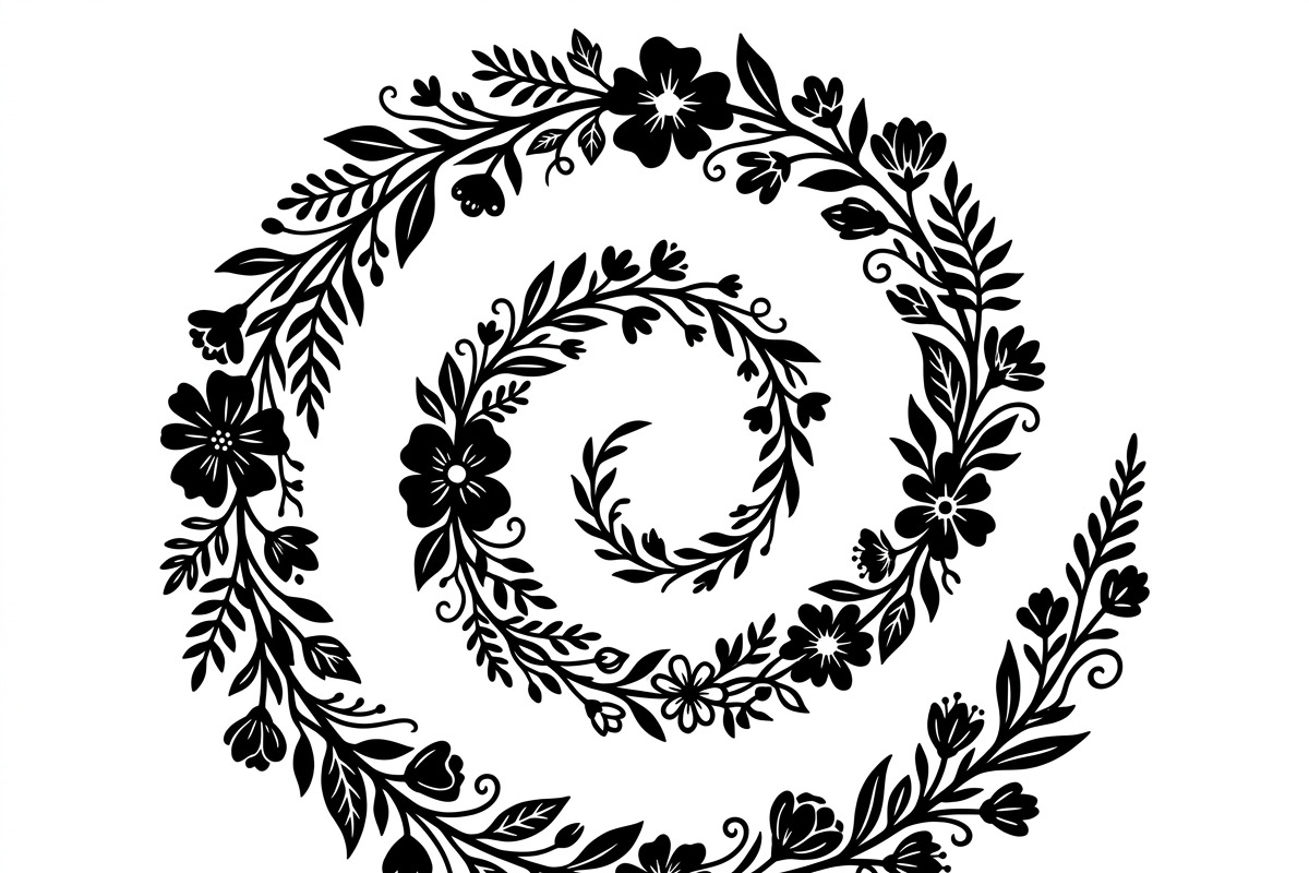 50 Elegant Floral Leaf Spiral Frame, a Decorative Illustration by Amazin_art (Photo 33 of 39)