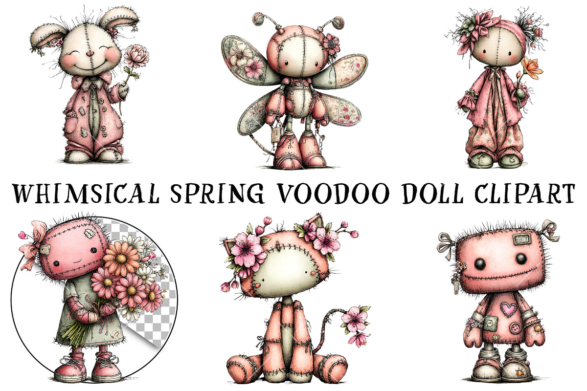 Whimsical Spring Voodoo Doll Clipart, an Illustration by OK Design (Photo 2 of 6)