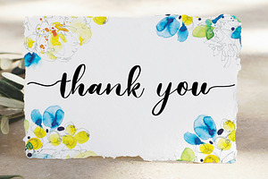 Watercolor Peony Thank You Card