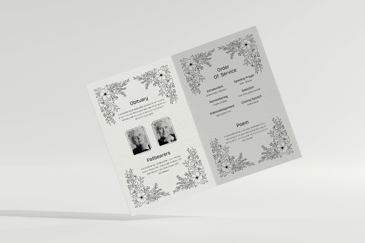 Soft Floral Funeral Program, a Brochure Template by Neermana (Photo 3 of 4)