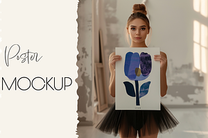 BALLERINA Holding Poster Mockup