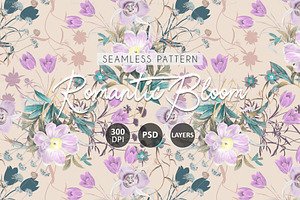 Romantic Bloom - Seamless Patterns