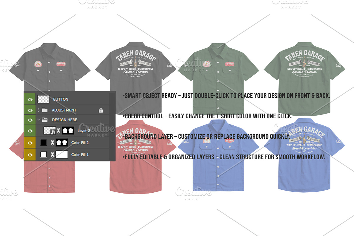 4K Work Shirt Mockup PSD Editable, a Shirt Mockup by std.badboy (Photo 3 of 4)