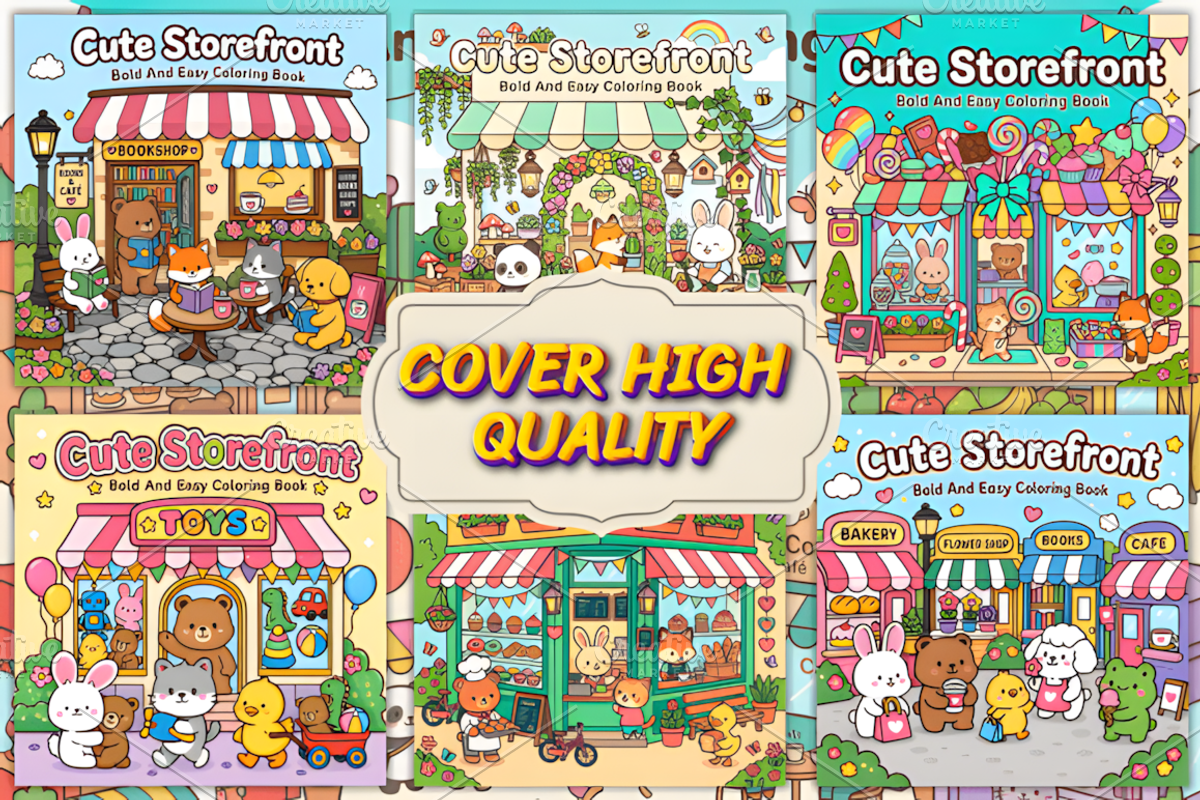 Cute Storefront Coloring Pages, a Decorative Illustration by Coco Bloom (Photo 4 of 4)