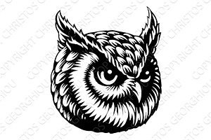 Owl Face Head Mascot Bird