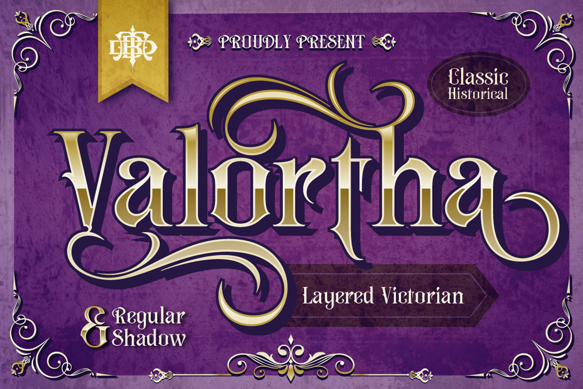Valortha - Classic Victorian, a Serif Font by Burntilldead (Photo 1 of 11)