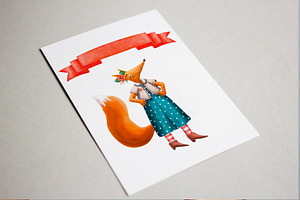 Cute Fox Family - Clip Art Set